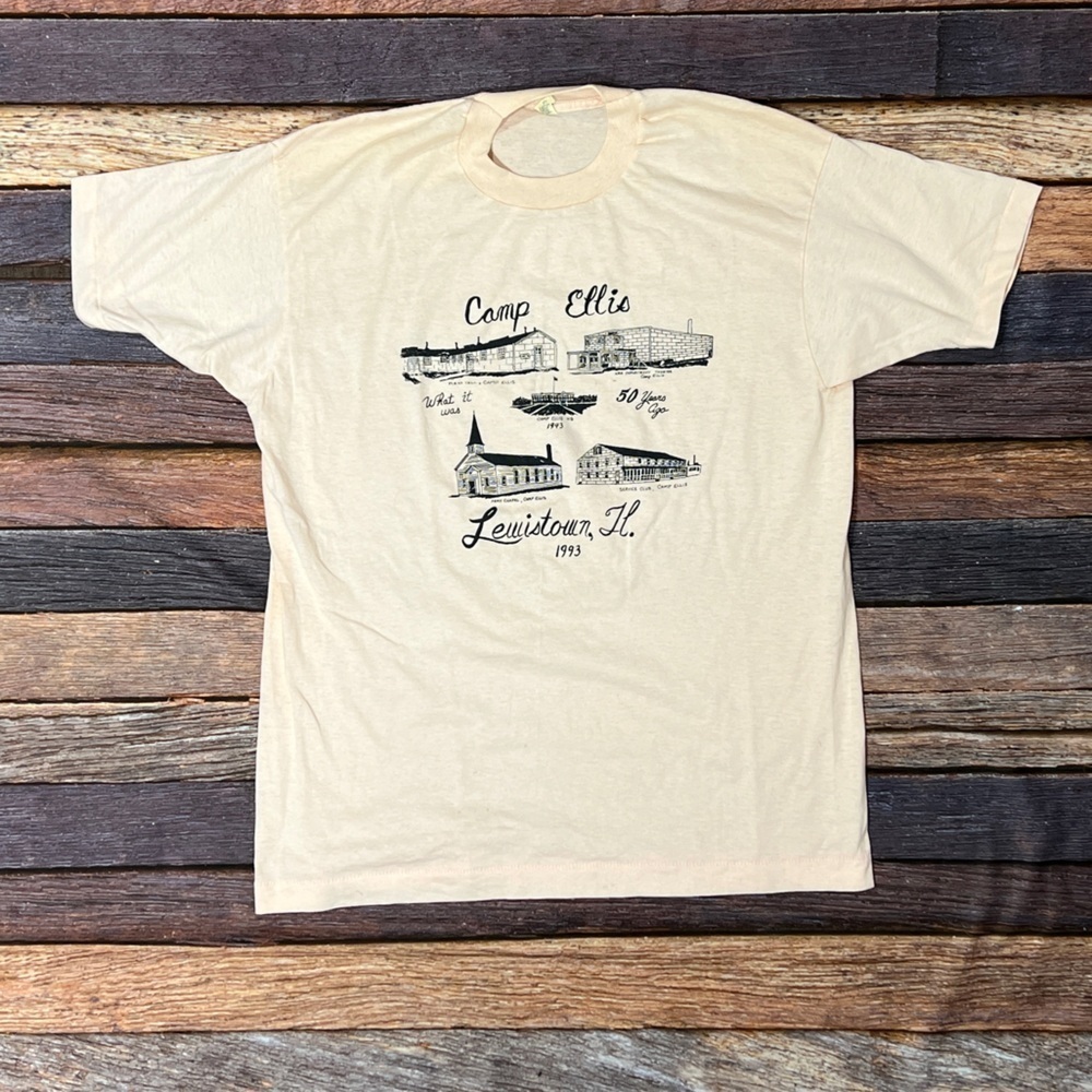 Camp Ellis 1993 Single Stitch Vintage Lite Pink SOFT Graphic Screen Stars Tee